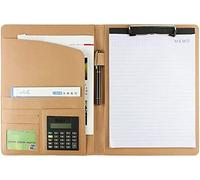 Dossier de conférence Organisateur de dossiers, Porte-bloc A4 avec calculatrice, porte-documents en similicuir(Rood)