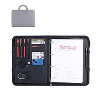 Dossier de conférence Organisateur de dossiers, Presse-papiers A4 avec rangement, carnet à couverture rigide, journal d'écriture rechargeable, classeur à 4 anneaux(Light Grey)