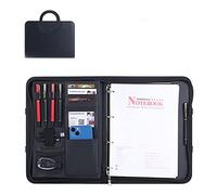 Dossier de conférence Organisateur de dossiers, Presse-papiers A4 avec rangement, carnet à couverture rigide, journal d'écriture rechargeable, classeur à 4 anneaux(Svart)