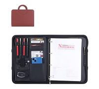 Dossier de conférence Organisateur de dossiers, Presse-papiers A4 avec rangement, carnet à couverture rigide, journal d'écriture rechargeable, classeur à 4 anneaux(Bruin)