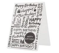 Dossier de gaufrage, motif de mots joyeux anniversaire, tampon en caoutchouc réutilisable, modèle de moule de décoration de carte transparente pour cartes de vœux, invitations
