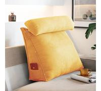 Dossier de lecture 3 en 1 pour canapé avec support cervical amovible, coussin triangulaire pour lire, jouer ou regarder la télévision avec poche (Jaune, L : 60 x 50 x 20 cm)