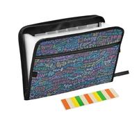 Dossier de poche pour formules mathématiques de dessin animé bleu, 13 poches, format A4, avec fermeture éclair pour documents