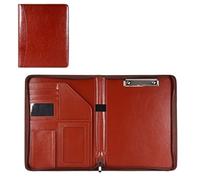 Dossier en cuir A4 avec portefeuille à fermeture éclair | Avec presse-papiers adapté for cadeau d'anniversaire pochette