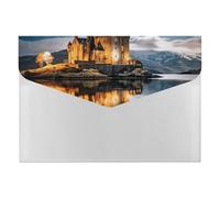 Dossier extensible à 6 poches, A Castle by The Lake en accordéon format A4, organiseur de documents portable pour reçus, factures, fournitures de bureau