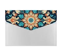 Dossier extensible à 6 poches, style vintage, motif mandala, fleurs, accordéon, format A4, organiseur de documents portable pour reçus, factures, fournitures de bureau