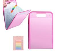 Dossier extensible A4 portable avec onglets colorés avec 13 compartiments, étanche, pour ranger les papiers de test des étudiants, fournitures scolaires (rose)