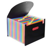 Dossier Extensible Avec Couvercle, Boîte De Rangement Extensible Avec Couvercle, Pour Fichiers Arc-En-Ciel, Format A4, 24 Poches