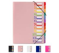 Dossier extensible, gestionnaire de fichiers, 24 poches, format lettre, peut contenir 240 feuilles, plastique ligné arc-en-ciel, dossiers colorés, conçu pour la maison, le bureau, l'école (rose, A4)