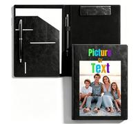 Dossier personnalisé A4 avec photo, texte ou logo - Porte-documents en cuir pour CV, contrat - Classeur professionnel pour entretien, bureau, avocat, homme ou femme (noir)