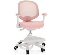 HJH Office Chaise enfant KidErgo 736412 – Tissu maille rose, repose-pieds, réglable, pivotante
