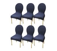 Dossier Rond Housse de Chaise Extensible Lot de 2/4/6 Couverture Protecteur de Chaise Salle à Manger Couvre de Chaise Moderne pour Restaurant Cuisine Decoration ( Color : Navy Blue , Size : 6PCS )