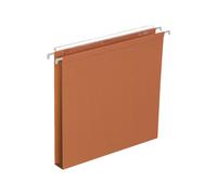 Dossier suspendus pour tiroir Budget A4 Kraft - Volet d'agrafage - Fond U 15 mm - Orange - Lot de 25