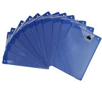 Dossiers d'atelier/de commande - Lot de 12 porte-documents A4 en plastique PP incassable avec pochette pour clés de voiture (Bleu)