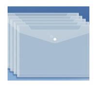 Dossiers de documents 5 pièces avec fermeture à bouton-pression pochette | Porte-documents en plastique transparent et bleu for documents et reçus importants