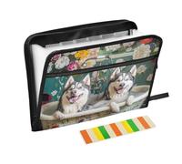 Dossiers extensibles en plastique format A4 avec poches pour menus d'étudiants en médecine pour restaurants, chiens husky de Sibérie chic, baignoire vintage