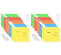 Dossiers Suspendus A4 avec Onglets et Inserts,Dossiers Suspendu pour Armoires de Classement,pour École, Maison Et Bureau(15 Pack), Bleu, Orange, Violet, Rose, Vert (Lot de 2)