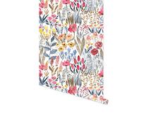 Dostear Frise Papier Peints Salon Film Autocollant Vinyle Adhesif Meuble Collant Decoratif Mural Decoration Cuisine fleurs roses peintes à la main 45cm X 300cm