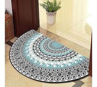 Dostear Tapis Absorbant Semi Circulaire Rond Moquette Tapis Entree De Sol Exterieur Deco Terrasse Paillassons Interieur pour EntréE ExtéRieur Bord Gris 40x60cm