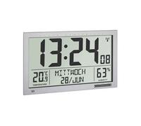 Dostmann 60.4517.54 radiopiloté(e) Horloge murale 368 mm x 230 mm x 29 mm argent grand écran