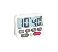 TFA Dostmann Minuteur et chronomètre numérique, 38.2038.02, Temps jusqu'à 99min 50sec, Alarme Extra Forte, Saisie du Temps Simple et Rapide, Blanc