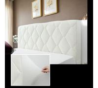 DOSYCOVUR Couvre-Tête De Lit en Velours Élastique Lavable Anti-Poussière Protection Complète pour Lit King Simple Double Chambre Moderne Coussins avec Attaches,Blanc,170cm