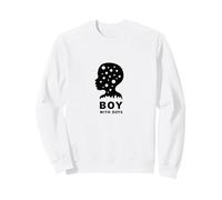 Dot Boys Silhouette Art : garçon à Pois Graphiques Modernes Sweatshirt, Unisexe pour Adultes, Blanc, L