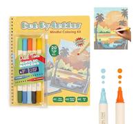 Dot-By-Letter Mindful Coloring Kit,Dot by Letter Adult Coloring Book，Scape | Stress Relief Dot Marker Art Set with 10 Vibrant Colors & 20 Hidden Scene,Spiral-Bound Activity Book,for Meditations