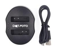 Dot.Foto Chargeur de Batterie Double USB pour Panasonic CGA-S005, CGA-S005E, DMW-BCC12 / Sam. IA-BH125C / Sig. BP-41 / Ric. DB-60, DB-65 / Kod. LB-080 / Pen. D-LI106 / Fuj. NP-70 / Lei. BP-DC4