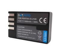 Dot.Foto D-LI109 Premium 7.4v / 1050mAh Batterie Rechargeable pour Pentax KP, K-30, K-50, K-70, K-500, K-r, K-S1, K-S2