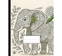 Dot Grid Notebook with Zentangle Elephant Cover for Self-Coloring | Punktkariertes Notizbuch mit Zentangle-Elefanten-Cover zum Selbst-Ausmalen