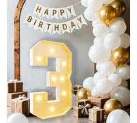 Dotauge Chapiteau Lumineux numéro 5 de 1,2 m for 5e 15e 50e Anniversaire Lettres géantes for Ballons, décorations de fête Anniversaire Mariage(Number 3,70cm/2.3FT)
