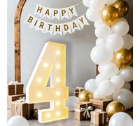 Dotauge Chapiteau Lumineux numéro 5 de 1,2 m for 5e 15e 50e Anniversaire Lettres géantes for Ballons, décorations de fête Anniversaire Mariage(Number 4,120cm/4FT)