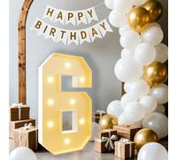 Dotauge Chapiteau Lumineux numéro 5 de 1,2 m for 5e 15e 50e Anniversaire Lettres géantes for Ballons, décorations de fête Anniversaire Mariage(Number 6,70cm/2.3FT)