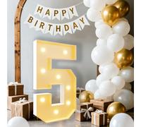 Dotauge Chapiteau Lumineux numéro 5 de 1,2 m for 5e 15e 50e Anniversaire Lettres géantes for Ballons, décorations de fête Anniversaire Mariage(Number 5,120cm/4FT)