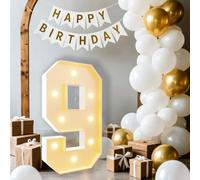 Dotauge Chapiteau Lumineux numéro 5 de 1,2 m for 5e 15e 50e Anniversaire Lettres géantes for Ballons, décorations de fête Anniversaire Mariage(Number 9,70cm/2.3FT)