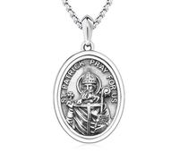 DOTBJ Collier en Argent Sterling 925 avec Médaille de Saint Patron Catholique - Pendentif Amulette de Protection Religieuse - Bijou pour Homme et Femme, Moyen, Argent sterling, Pas de pierre précieuse