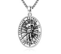 DOTBJ Collier en argent sterling 925 avec pendentif en forme de médaille du saint patron, amulette, bijou religieux pour homme et femme, Moyen, Argent sterling, Pas de pierre précieuse