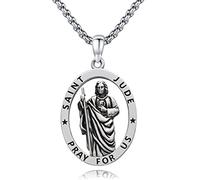 DOTBJ Collier en argent sterling 925 avec pendentif en forme de médaille du saint patron, amulette, bijou religieux pour homme et femme, Medium, Argent sterling, Pas de gemme