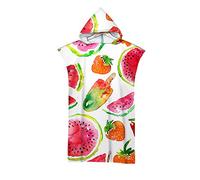 DOTBUY Serviette de Plage Adulte Poncho, Microfibre Surf Serviette de Bain à Capuche,avec Imprimé de Pastèque Créative 3D, Été Plage Natation Peignoir Serviette (75x110cm,M)