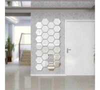DOTBUY-SHOP 12 Pièces Miroir Mural Autocollant, Miroir Collant Muraux Amovible Antidéflagrant Acrylique Flexible Miroire Mural Adhésif Deco pour Salle de Bain, Salon (Argent,126 * 110 * 63mm)