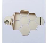 DOTBUY-SHOP 12 Pièces Miroir Mural Autocollant, Miroir Collant Muraux Amovible Antidéflagrant Acrylique Flexible Miroire Mural Adhésif Deco pour Salle de Bain, Salon (Or Clair,80 * 70 * 40mm)