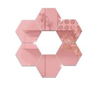 DOTBUY-SHOP 12 Pièces Miroir Mural Autocollant, Miroir Collant Muraux Amovible Antidéflagrant Acrylique Flexible Miroire Mural Adhésif Deco pour Salle de Bain, Salon (Or Rose,126 * 110 * 63mm)