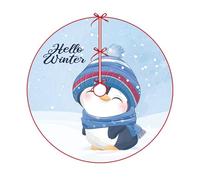 DOTBUY-SHOP 3D Jupe de Sapin de Noël Rond 60/90/120 cm, Cache Pied Sapin de Noel, Tapis pour l'arbre, Couverture Décorative d'arbre pour La Maison, Vacances (Pingouin Bleu,60cm)