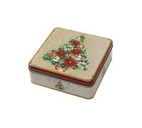 DOTBUY-SHOP Boite a Biscuit de Noël, Boite Metallique avec Couvercle Boite Metal Portable, Carré Boîte à Biscuits pour Biscuits, Bonbons et Thé (Lot de 1,Noël E)