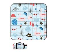 DOTBUY-SHOP Couverture de Pique Nique Compacte, XXL Nappe Pique Nique Impermeable Couverture de Camping Léger et Portable Tapis de Plage Anti Sable pour Jardin, Parc (Flamant Rose Bleu,200x200cm)