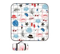 DOTBUY-SHOP Couverture de Pique Nique Compacte, XXL Nappe Pique Nique Impermeable Couverture de Camping Léger et Portable Tapis de Plage Anti Sable pour Jardin, Parc (Flamant Rose Blanc,300x200cm)