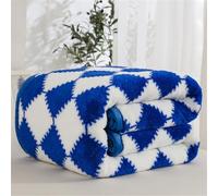 DOTBUY-SHOP Couverture en Flanelle Damier Texture, Couverture Polaire Douce Moelleux, Couvertures Simple/Double/King Size, Jeté de Canapé pour Chambre Sofa lit Fauteuil (Bleu,150x200cm)