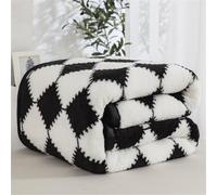 DOTBUY-SHOP Couverture en Flanelle Damier Texture, Couverture Polaire Douce Moelleux, Couvertures Simple/Double/King Size, Jeté de Canapé pour Chambre Sofa lit Fauteuil (Noir Blanc,100x150cm)