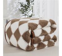 DOTBUY-SHOP Couverture en Flanelle Damier Texture, Couverture Polaire Douce Moelleux, Couvertures Simple/Double/King Size, Jeté de Canapé pour Chambre Sofa lit Fauteuil (Kaki,200x230cm)